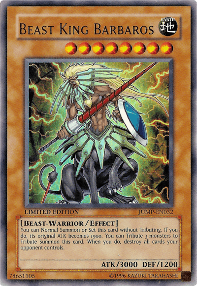Beast-Warrior, Earth, Effect Monster, Limited, Shonen Jump Magazine Promos, Ultra Rare Beast King Barbaros [JUMP-EN032] Ultra Rare - Trading Card World