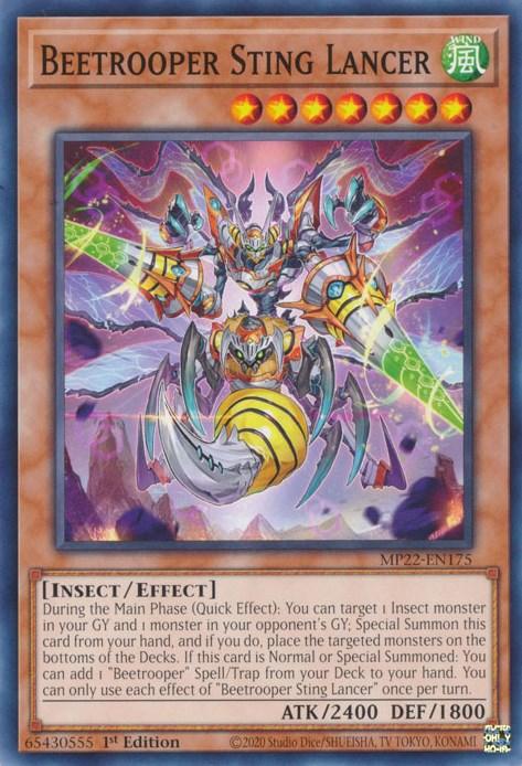 1st Edition, 2022 Tin of the Pharaoh's Gods, Common, Effect Monster, Insect, Wind Beetrooper Sting Lancer [MP22-EN175] Common - Trading Card World
