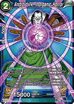 Android 13 Saga, Android 14, Android/Red Ribbon Army, Battle, Blue, BT17-053, Normal, Parallel Foil, Rare, Ultimate Squad Android 14, Inorganic Horror (BT17-053) [Ultimate Squad] - Trading Card World