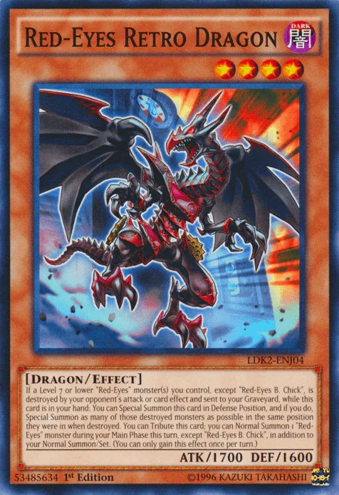1st Edition, Common, Dark, Dragon, Effect Monster, Legendary Decks II, Unlimited Red-Eyes Retro Dragon [LDK2-ENJ04] Common - Trading Card World