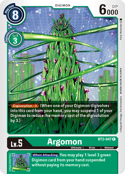 BT2-047, Common, Digimon, Green, Mutant, Release Special Booster Ver.1.5, Ultimate, Virus Argomon [BT2-047] [Release Special Booster Ver.1.5] - Trading Card World