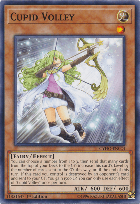 1st Edition, Common, Cybernetic Horizon, Effect Monster, Fairy, Light, Unlimited Cupid Volley [CYHO-EN024] Common - Trading Card World