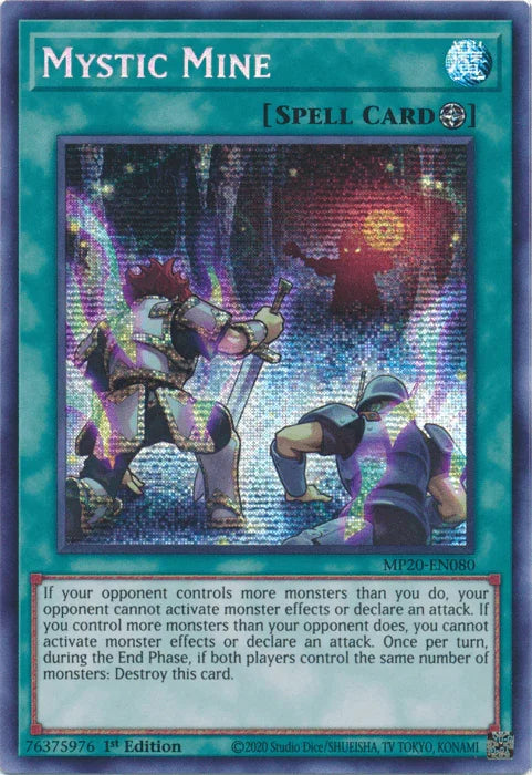 1st Edition, 2020 Tin of Lost Memories, Field Spell, Prismatic Secret Rare, Spell Mystic Mine [MP20-EN080] Prismatic Secret Rare - Trading Card World