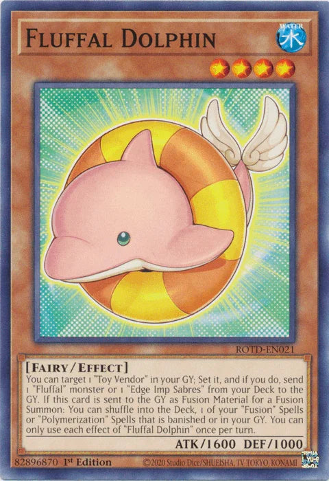 1st Edition, Common, Effect Monster, Fairy, Rise of the Duelist, Water Fluffal Dolphin [ROTD-EN021] Common - Trading Card World
