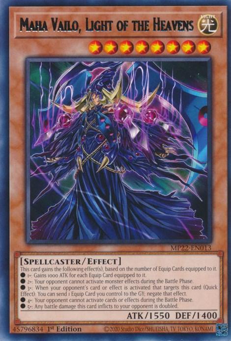1st Edition, 2022 Tin of the Pharaoh's Gods, Effect Monster, Light, Rare, Spellcaster Maha Vailo, Light of the Heavens [MP22-EN013] Rare - Trading Card World
