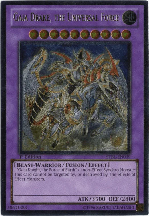 1st Edition, Beast-Warrior, Earth, Fusion/Effect Monster, Starstrike Blast, Ultimate Rare Gaia Drake, the Universal Force [STBL-EN039] Ultimate Rare - Trading Card World