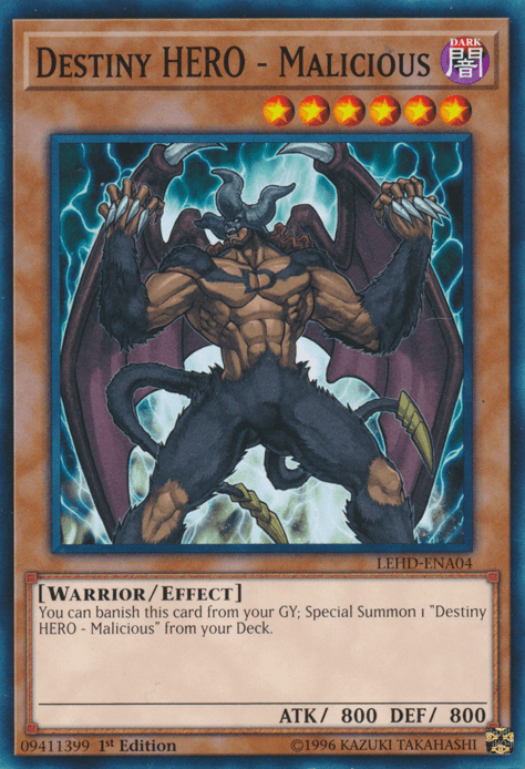 1st Edition, Common, Dark, Effect Monster, Legendary Hero Decks, Warrior Destiny Hero - Malicious [LEHD-ENA04] Common - Trading Card World