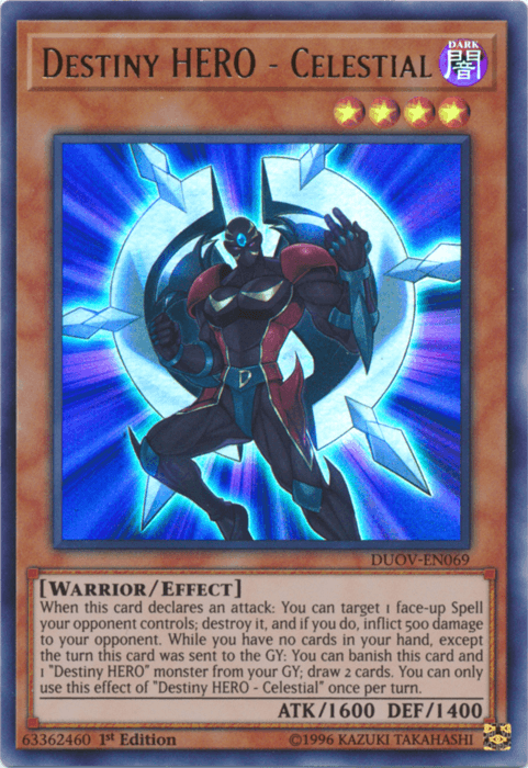 1st Edition, Dark, Duel Overload, Effect Monster, Ultra Rare, Warrior Destiny HERO - Celestial [DUOV-EN069] Ultra Rare - Trading Card World