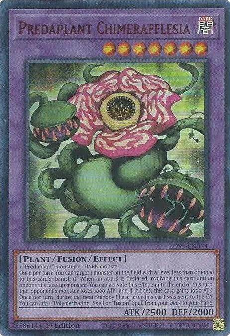 1st Edition, Dark, Fusion/Effect Monster, Legendary Duelists: Season 3, Plant, Ultra Rare Predaplant Chimerafflesia (Red) [LDS3-EN074] Ultra Rare - Trading Card World