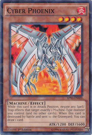 1st Edition, Battle Pack 3: Monster League, Effect Monster, Fire, Machine, Shatterfoil Rare Cyber Phoenix [BP03-EN020] Shatterfoil Rare - Trading Card World