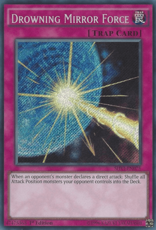 1st Edition, Normal Trap, Secret Rare, Shining Victories, Trap, Unlimited Drowning Mirror Force [SHVI-EN075] Secret Rare - Trading Card World
