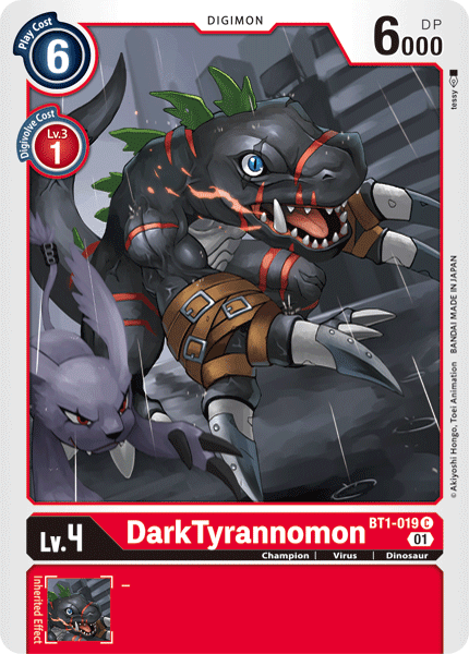 BT1-019, Champion, Common, Digimon, Dinosaur, Red, Starter Deck: Gallantmon, Virus DarkTyrannomon [BT1-019] (Alternative Art) [Starter Deck: Gallantmon] - Trading Card World