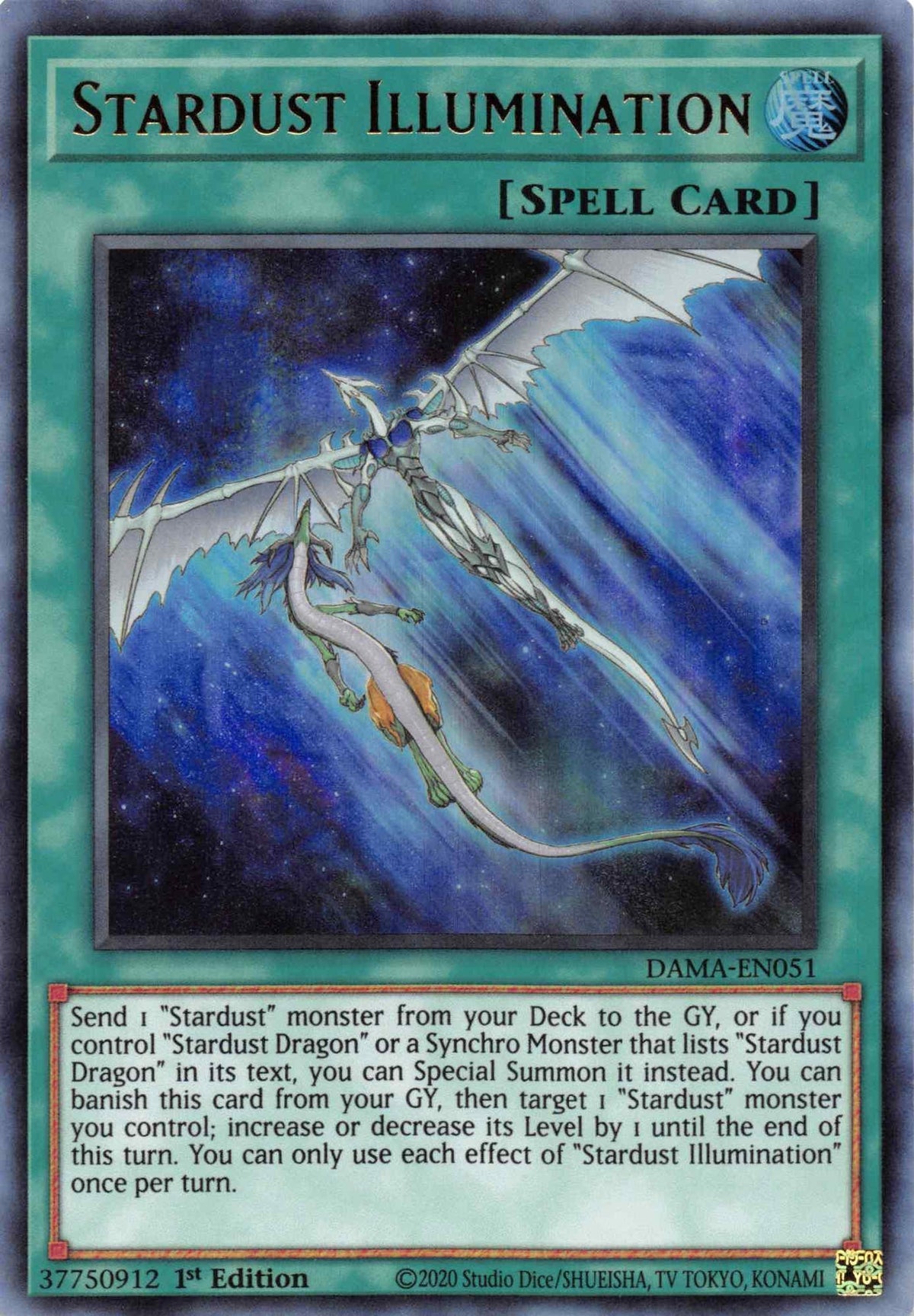 1st Edition, Dawn of Majesty, Normal Spell, Spell, Ultra Rare Stardust Illumination [DAMA-EN051] Ultra Rare - Trading Card World