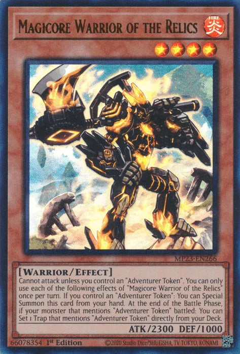 1st Edition, Dueling Heroes Collectors Tin - Mega Pack (25th Anniversary Edition), Effect Monster, Fire, Ultra Rare, Warrior Magicore Warrior of the Relics [MP23-EN266] Ultra Rare - Trading Card World