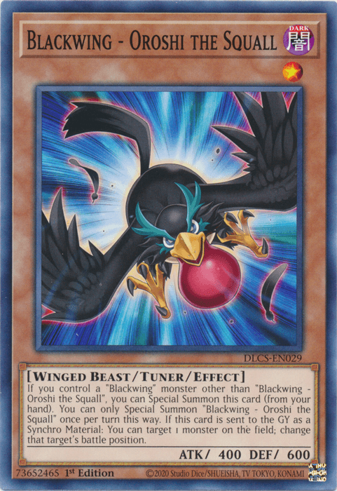 1st Edition, Common, Dark, Dragons of Legend: The Complete Series, Tuner/Effect Monster, Winged Beast Blackwing - Oroshi the Squall [DLCS-EN029] Common - Trading Card World