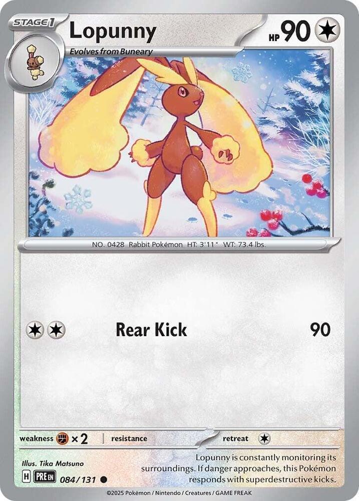 084, Colorless, Common, Fighting [x2], Normal, Reverse Holofoil, Scarlet & Violet: Prismatic Evolutions Lopunny (084/131) [Scarlet & Violet: Prismatic Evolutions] - Trading Card World