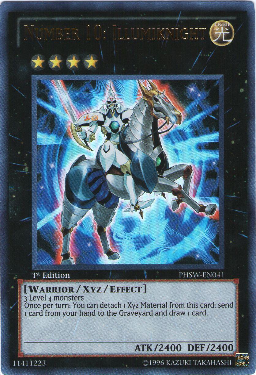 1st Edition, Light, Photon Shockwave, Ultra Rare, Unlimited, Warrior, Xyz/Effect Monster Number 10: Illumiknight [PHSW-EN041] Ultra Rare - Trading Card World