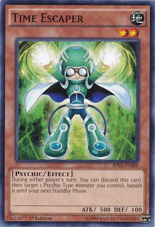 1st Edition, Battle Pack 3: Monster League, Common, Earth, Effect Monster, Psychic Time Escaper [BP03-EN088] Common - Trading Card World