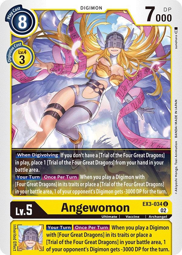 Archangel, Digimon, Draconic Roar, EX3-034, Ultimate, Uncommon, Vaccine, Yellow Angewomon [EX3-034] [Draconic Roar] - Trading Card World