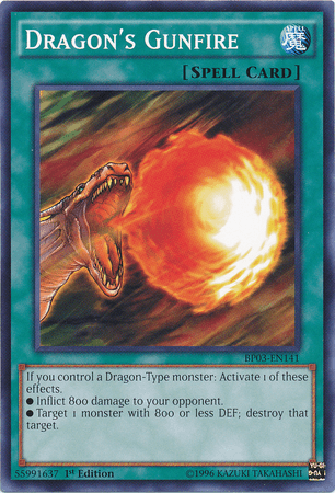 1st Edition, Battle Pack 3: Monster League, Common, Normal Spell, Spell Dragon's Gunfire [BP03-EN141] Common - Trading Card World