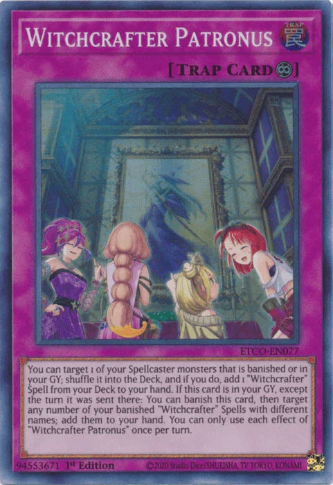 1st Edition, Continuous Trap, Eternity Code, Super Rare, Trap Witchcrafter Patronus [ETCO-EN077] Super Rare - Trading Card World