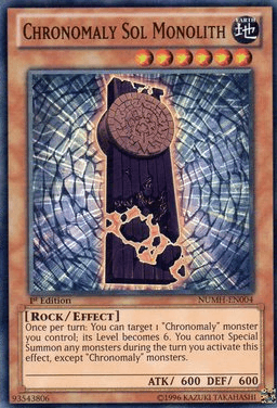 1st Edition, Earth, Effect Monster, Number Hunters, Rock, Super Rare, Unlimited Chronomaly Sol Monolith [NUMH-EN004] Super Rare - Trading Card World