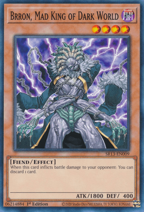1st Edition, Common, Dark, Effect Monster, Fiend, Structure Deck: Dark World Brron, Mad King of Dark World [SR13-EN009] Common - Trading Card World