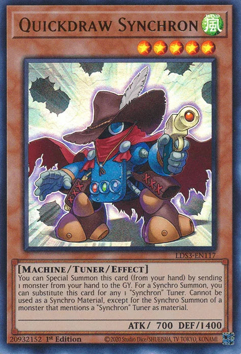 1st Edition, Legendary Duelists: Season 3, Machine, Tuner/Effect Monster, Ultra Rare, Wind Quickdraw Synchron [LDS3-EN117] Ultra Rare - Trading Card World