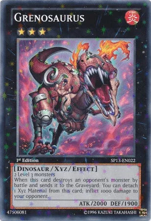 1st Edition, Dinosaur, Fire, Star Pack 2013, Starfoil Rare, Unlimited, Xyz/Effect Monster Grenosaurus [SP13-EN022] Starfoil Rare - Trading Card World