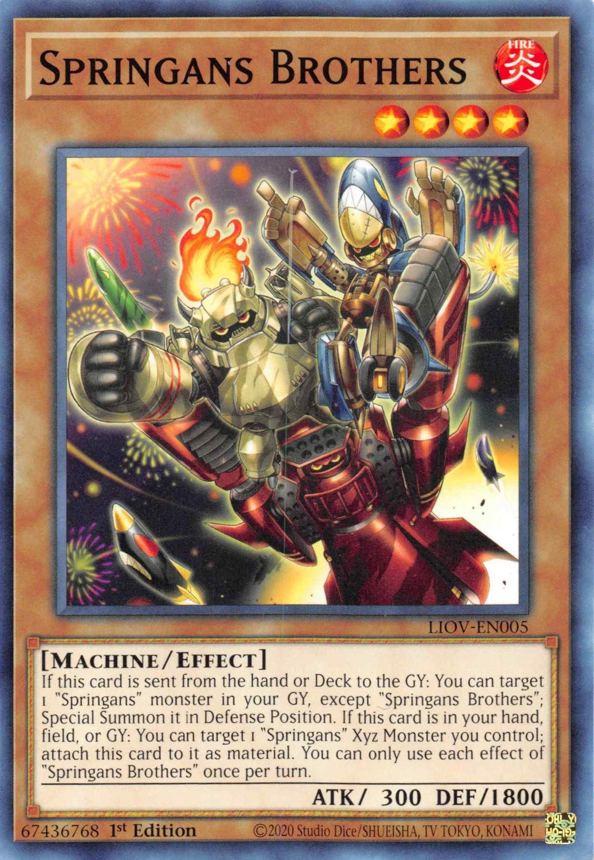 1st Edition, Common, Effect Monster, Fire, Lightning Overdrive, Machine Springans Brothers [LIOV-EN005] Common - Trading Card World