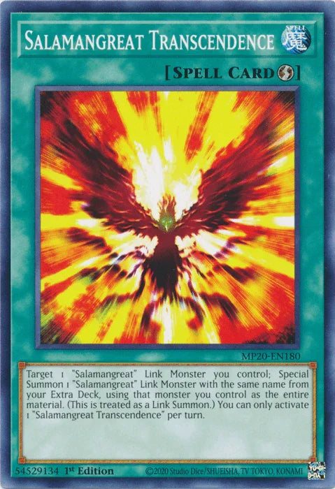 1st Edition, 2020 Tin of Lost Memories, Common, Quick Play Spell, Spell Salamangreat Transcendence [MP20-EN180] Common - Trading Card World
