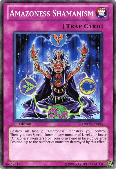 1st Edition, Duelist Revolution, Normal Trap, Super Rare, Trap, Unlimited Amazoness Shamanism [DREV-EN088] Super Rare - Trading Card World