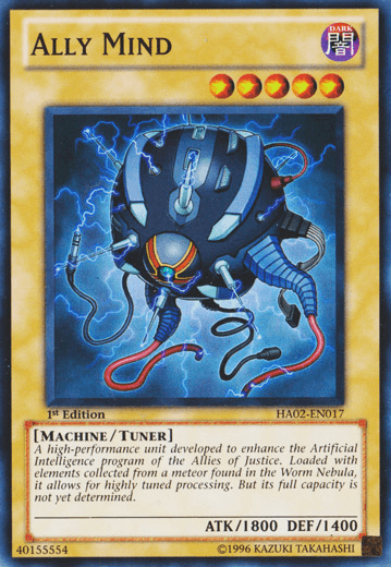 1st Edition, Dark, Hidden Arsenal 2, Machine, Super Rare, Tuner Monster, Unlimited Ally Mind [HA02-EN017] Super Rare - Trading Card World