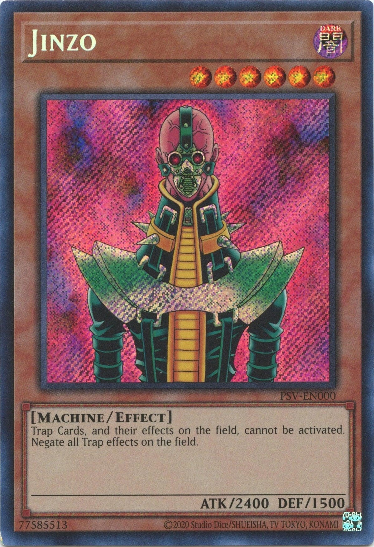 Dark, Effect Monster, Machine, Pharaoh's Servant (25th Anniversary Edition), Secret Rare, Unlimited Jinzo (25th Anniversary) [PSV-EN000] Secret Rare - Trading Card World