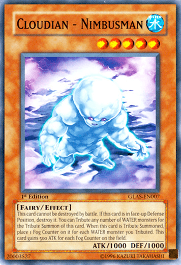 1st Edition, Common, Effect Monster, Fairy, Gladiator's Assault, Unlimited, Water Cloudian - Nimbusman [GLAS-EN007] Common - Trading Card World