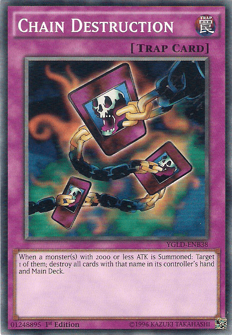 1st Edition, Common, King of Games: Yugi's Legendary Decks, Normal Trap, Trap, Unlimited Chain Destruction [YGLD-ENB38] Common - Trading Card World