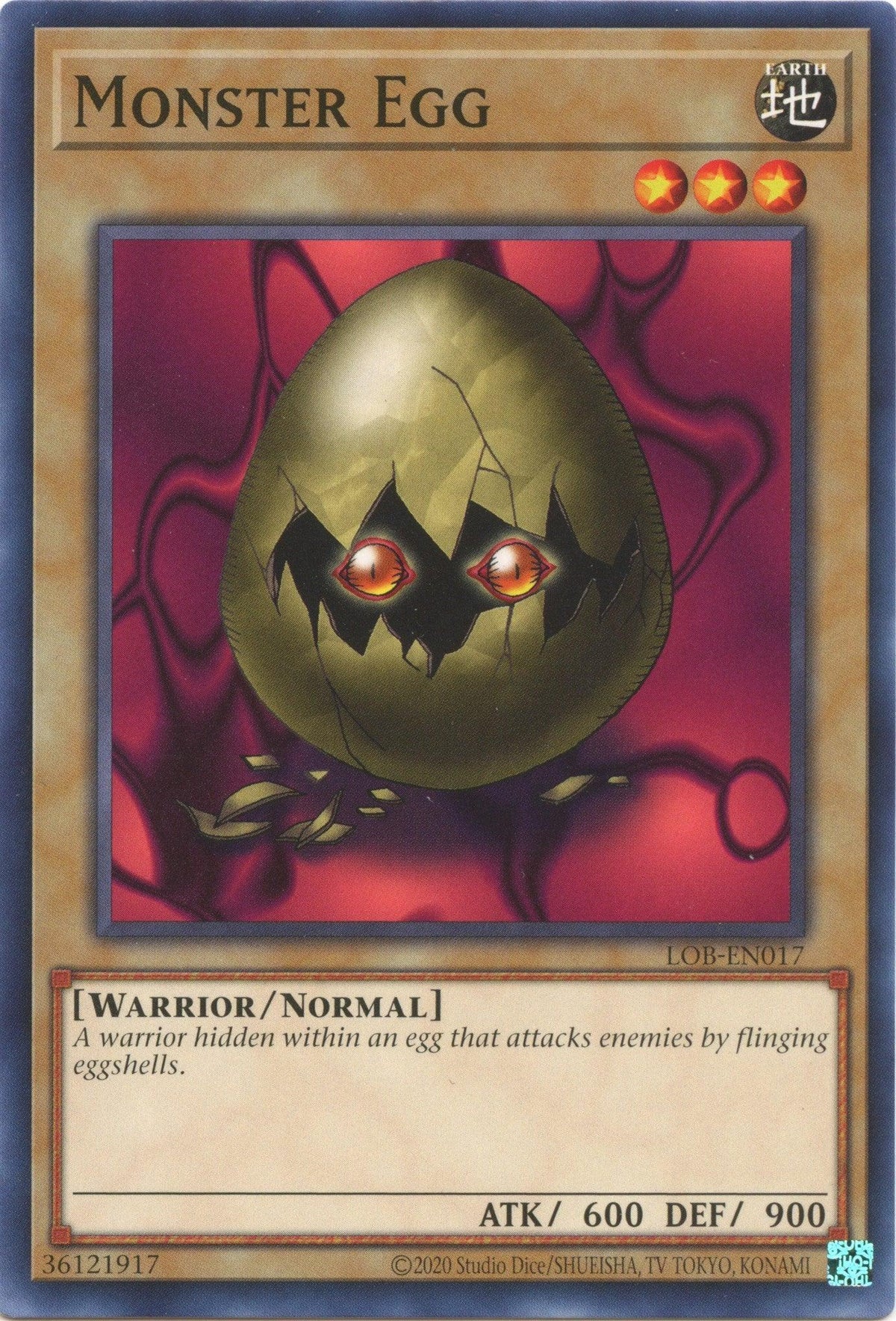 Common, Earth, Legend of Blue Eyes White Dragon (25th Anniversary Edition), Normal Monster, Unlimited, Warrior Monster Egg (25th Anniversary) [LOB-EN017] Common - Trading Card World