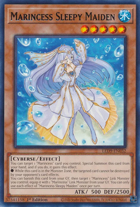 1st Edition, Cyberse, Effect Monster, Legendary Duelists: Duels From the Deep, Rare, Water Marincess Sleepy Maiden [LED9-EN032] Rare - Trading Card World