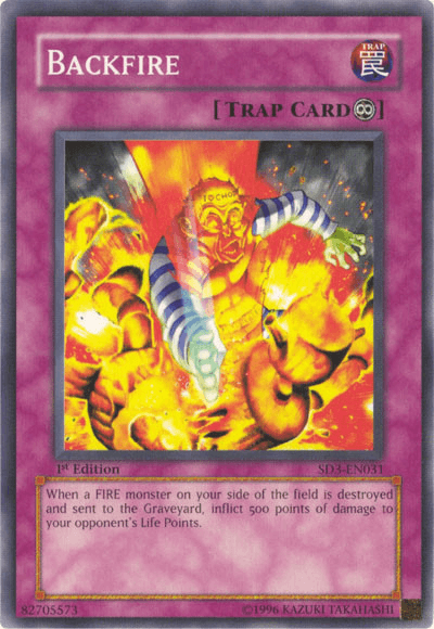 1st Edition, Common, Continuous Trap, Structure Deck: Blaze of Destruction, Trap Backfire [SD3-EN031] Common - Trading Card World