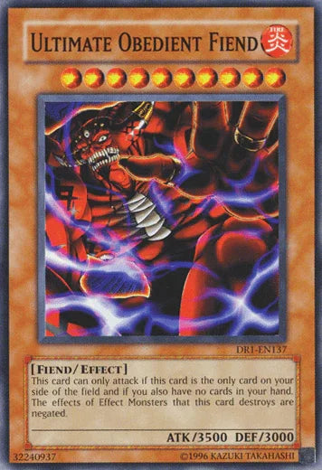 Common, Dark Revelation Volume 1, Effect Monster, Fiend, Fire, Unlimited Ultimate Obedient Fiend [DR1-EN137] Common - Trading Card World