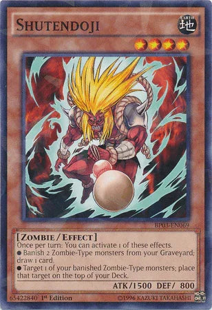 1st Edition, Battle Pack 3: Monster League, Earth, Effect Monster, Shatterfoil Rare, Zombie Shutendoji [BP03-EN069] Shatterfoil Rare - Trading Card World