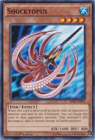 1st Edition, Battle Pack 3: Monster League, Common, Effect Monster, Fish, Water Shocktopus [BP03-EN092] Common - Trading Card World