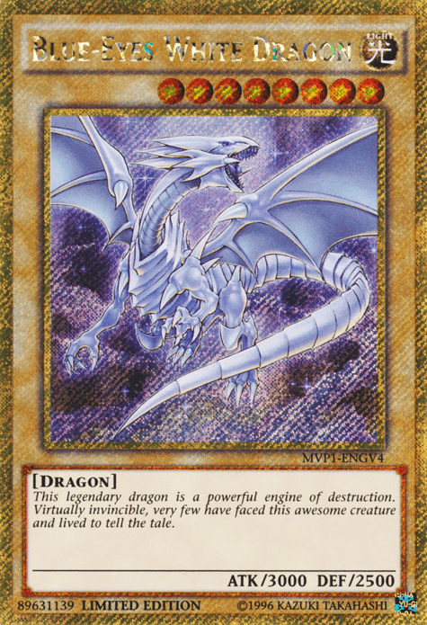 Dragon, Gold Secret Rare, Light, Limited, Normal Monster, The Dark Side of Dimensions Movie Pack: Gold Edition Blue-Eyes White Dragon [MVP1-ENGV4] Gold Secret Rare - Trading Card World