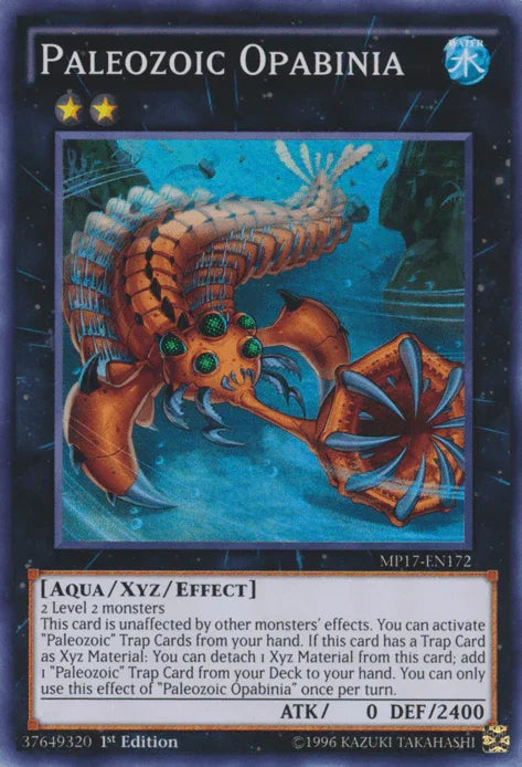 1st Edition, 2017 Mega-Tins Mega Pack, Aqua, Super Rare, Water, Xyz/Effect Monster Paleozoic Opabinia [MP17-EN172] Super Rare - Trading Card World