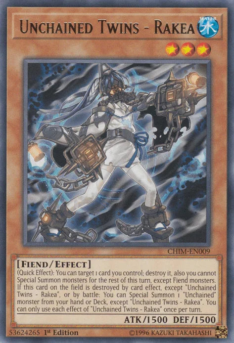1st Edition, Chaos Impact, Effect Monster, Fiend, Rare, Unlimited, Water Unchained Twins - Rakea [CHIM-EN009] Rare - Trading Card World