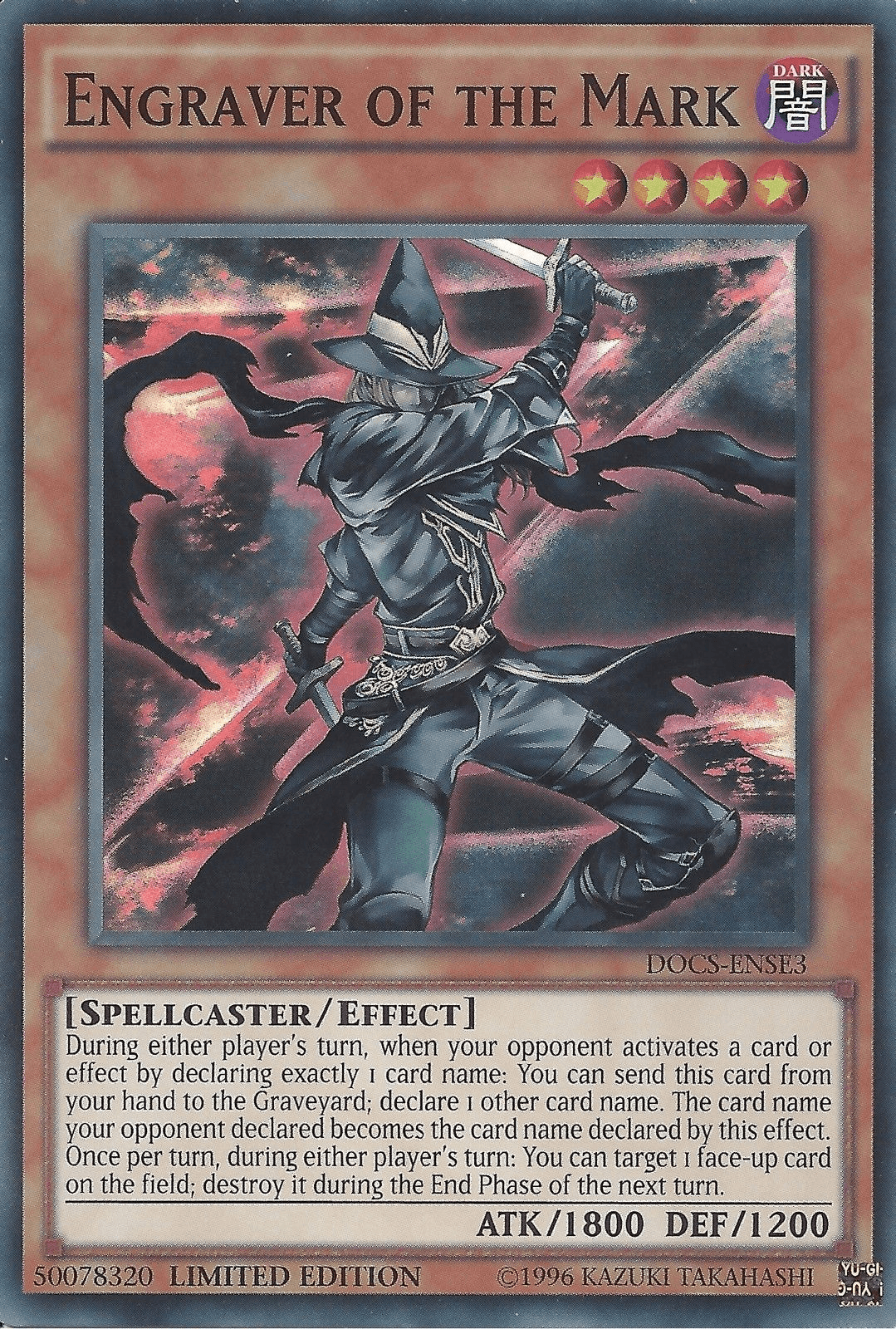 Dark, Dimension of Chaos: Special Edition, Effect Monster, Limited, Spellcaster, Super Rare Engraver of the Mark [DOCS-ENSE3] Super Rare - Trading Card World