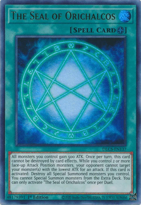 1st Edition, Dragons of Legend: The Complete Series, Field Spell, Spell, Ultra Rare The Seal of Orichalcos [DLCS-EN137] Ultra Rare - Trading Card World