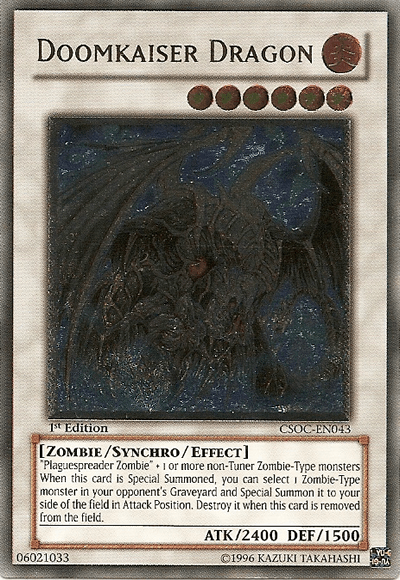 1st Edition, Crossroads of Chaos, Fire, Synchro/Effect Monster, Ultimate Rare, Unlimited, Zombie Doomkaiser Dragon (UTR) [CSOC-EN043] Ultimate Rare - Trading Card World