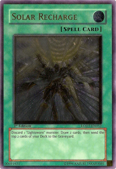 1st Edition, Light of Destruction, Normal Spell, Spell, Ultimate Rare, Unlimited Solar Recharge [LODT-EN052] Ultimate Rare - Trading Card World