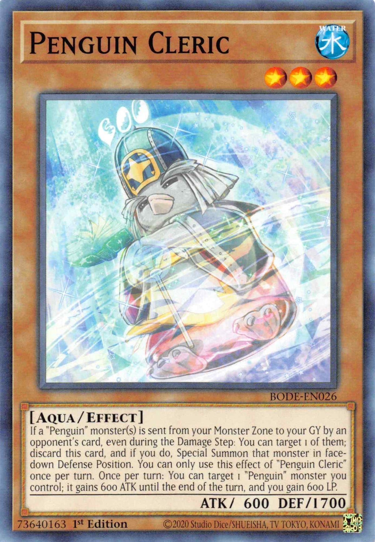 1st Edition, Aqua, Burst of Destiny, Common, Effect Monster, Water Penguin Cleric [BODE-EN026] Common - Trading Card World